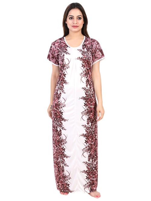 round neck floral nighty - 16325272 - Very Small Image - 1