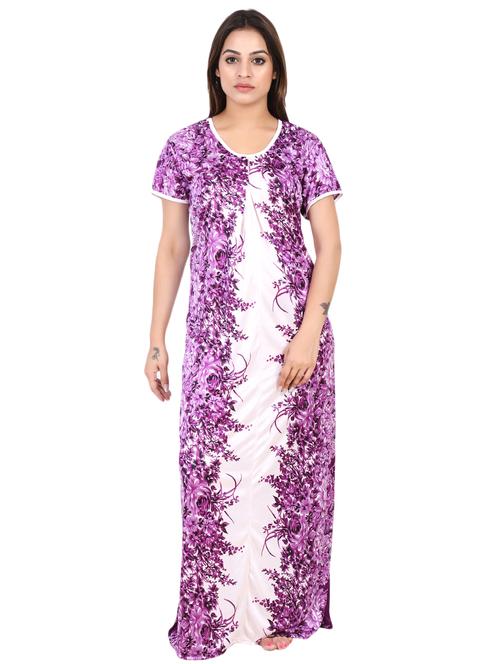 round neck floral nighty - 16325274 - Very Small Image - 1