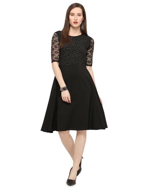 lace detail polka dot dress - 16325362 - Very Small Image - 1