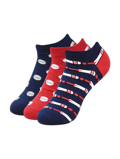 set of 3 multi colored cotton ankle length sock - 16325486 - Very Small Image - 1