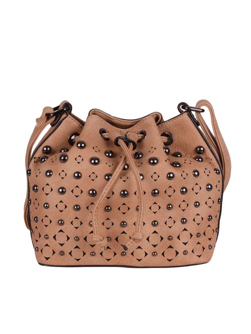 beige leatherette (pu) sling bag - 16326008 - Very Small Image - 1