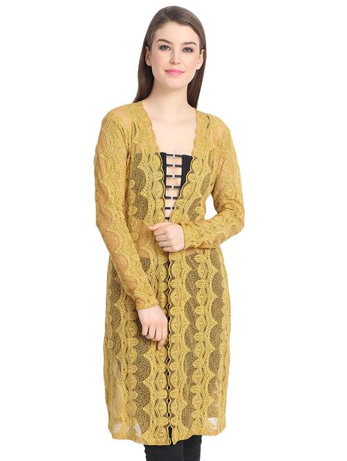 long sleeved embroidered mesh shrug - 16326042 - Very Small Image - 1