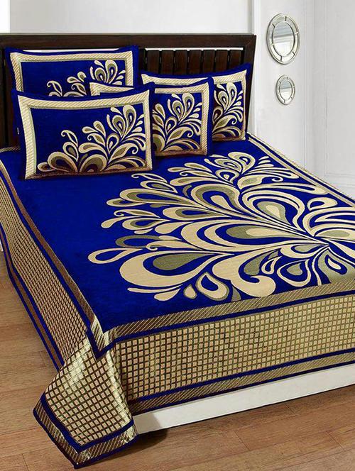 chenille double bed sheet with 2 pillow covers - 16326493 - Very Small Image - 1