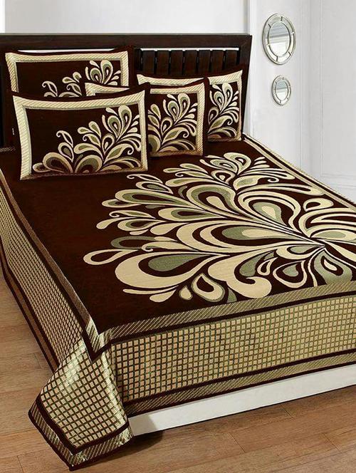 chenille double bed sheet with 2 pillow covers - 16326494 - Very Small Image - 1