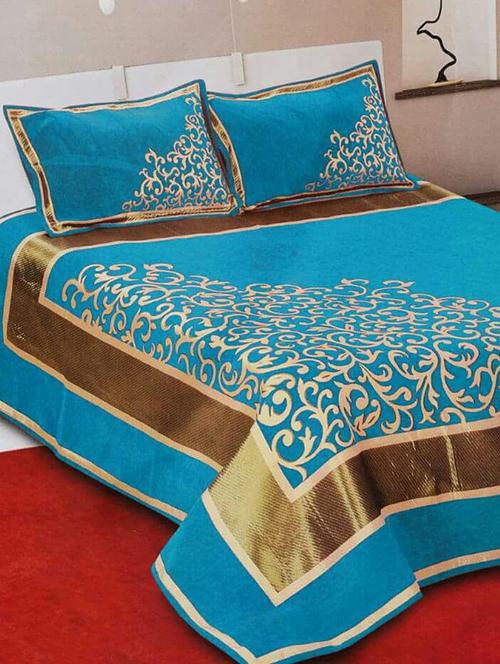 chenille double bed sheet with 2 pillow covers - 16326503 - Very Small Image - 1
