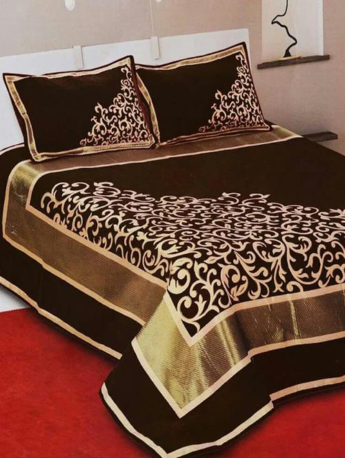 chenille double bed sheet with 2 pillow covers - 16326504 - Very Small Image - 1