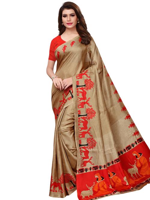 conversational print saree with blouse - 16326514 - Very Small Image - 1