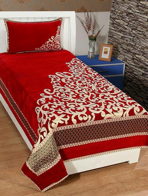 chenille single bed sheet with 2 pillow covers - 16327022 - Very Small Image - 1