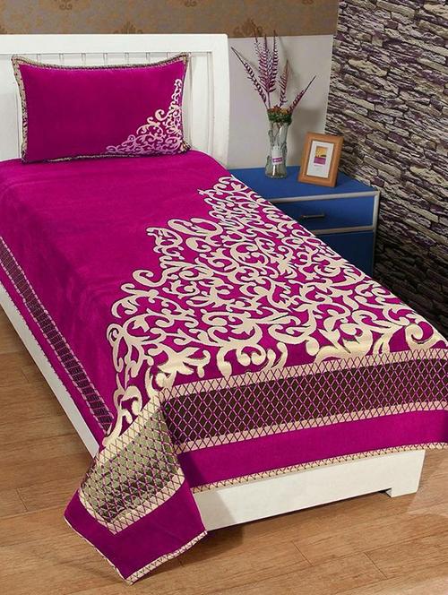chenille single bed sheet with 2 pillow covers - 16327026 - Very Small Image - 1