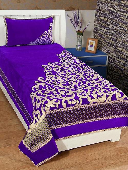 chenille single bed sheet with 2 pillow covers - 16327030 - Very Small Image - 1