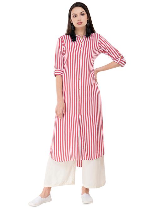 stripes high-low kurta - 16327245 - Very Small Image - 1