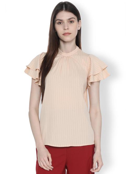 ruffle sleeved gather detail striped top - 16328075 - Very Small Image - 1