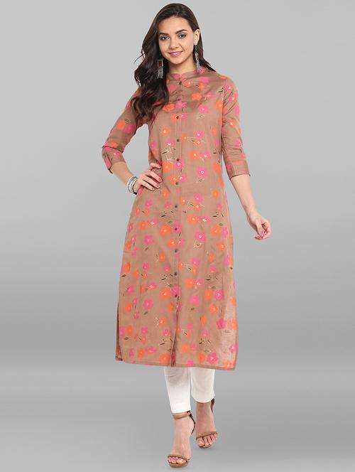floral printed straight kurta - 16328752 - Very Small Image - 1