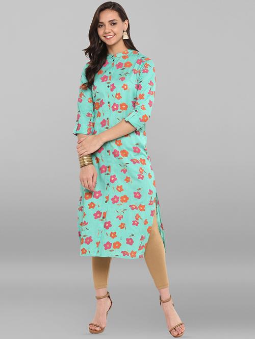 floral printed straight kurta - 16328756 - Very Small Image - 1