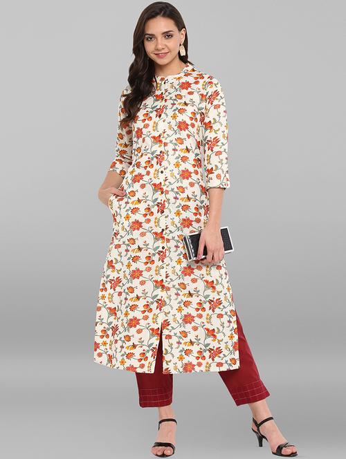 floral printed straight kurta - 16328757 - Very Small Image - 1