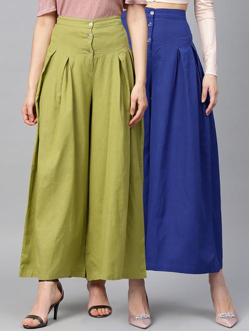 set of 2 button detail pleated palazzo - 16328790 - Very Small Image - 1