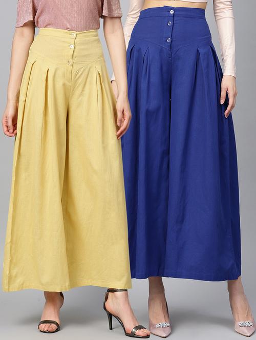set of 2 button detail pleated palazzo - 16328792 - Very Small Image - 1