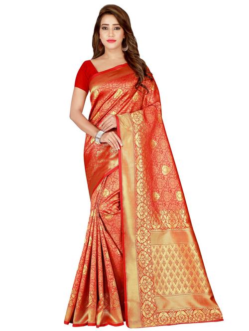 floral zari motif banarasi saree - 16329027 - Very Small Image - 1
