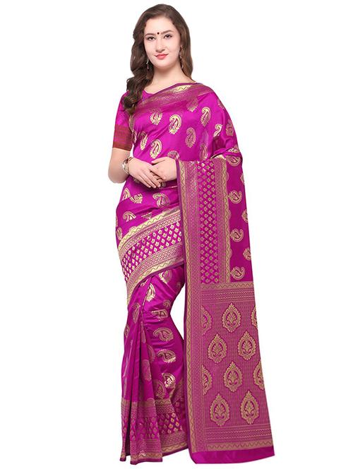 paisley zari motif banarasi saree with blouse - 16329034 - Very Small Image - 1