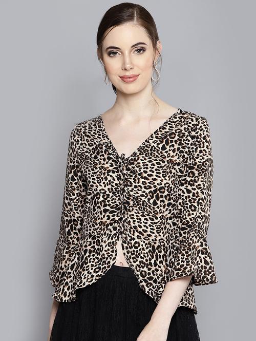 animal print tie front top - 16329100 - Very Small Image - 1