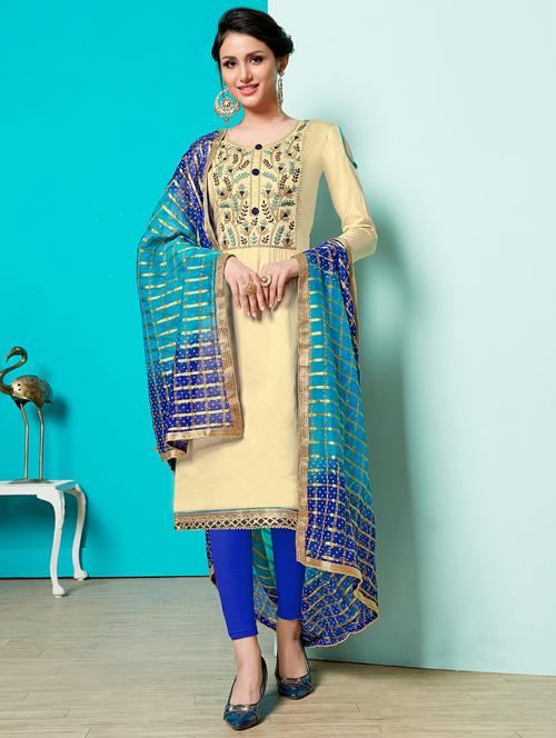 floral embroidered unstitched churidaar suit - 16329132 - Very Small Image - 1