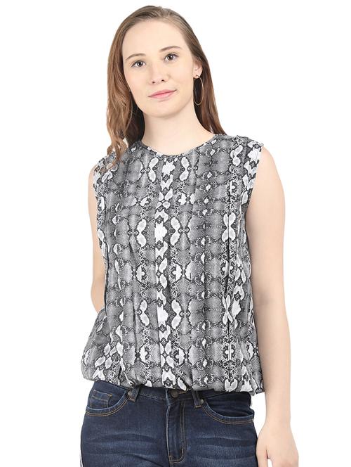 criss cross back snake print blouson top - 16330002 - Very Small Image - 1