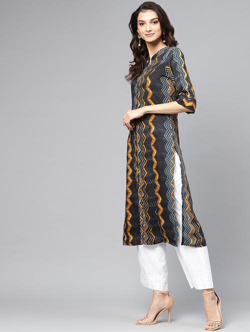 chevron straight kurta - 16330385 - Very Small Image - 1