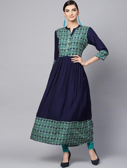 printed flared kurta - 16330391 - Very Small Image - 1