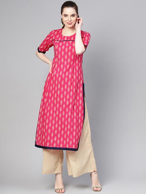 printed straight kurta - 16330400 - Very Small Image - 1
