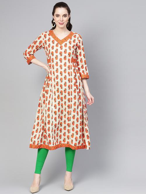 floral flared kurta - 16330415 - Very Small Image - 1