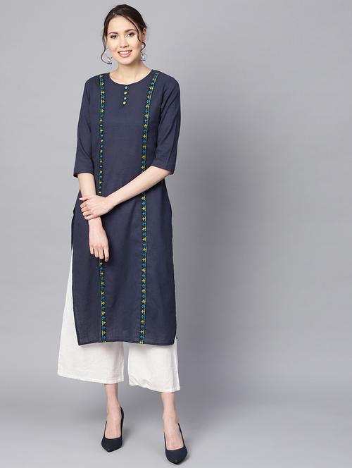 embroidered straight kurta - 16330431 - Very Small Image - 1