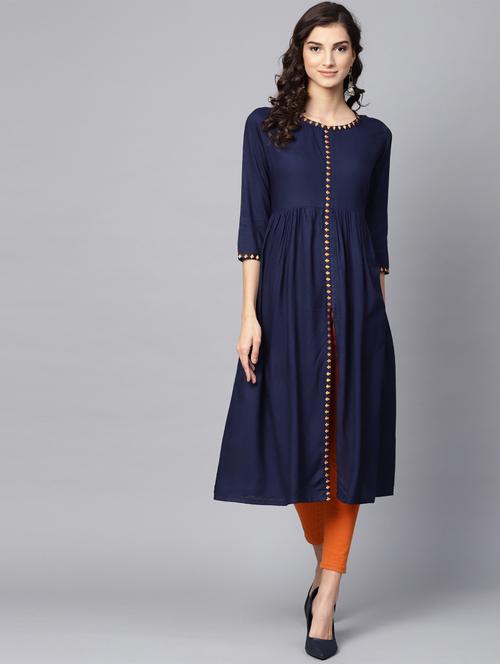 embroidered flared kurta - 16330442 - Very Small Image - 1