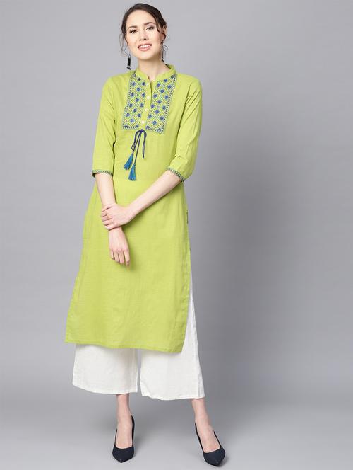 embroidered straight kurta - 16330447 - Very Small Image - 1