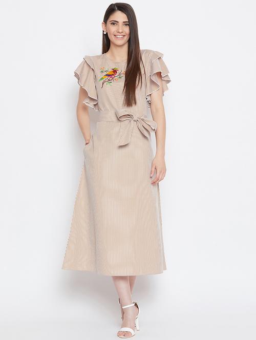 ruffle detail striped a-line dress - 16330705 - Very Small Image - 1