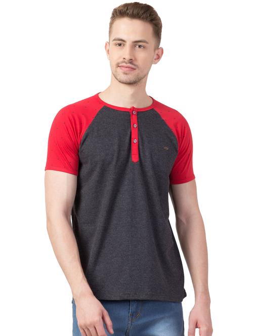 grey color block raglan t-shirt - 16330723 - Very Small Image - 1