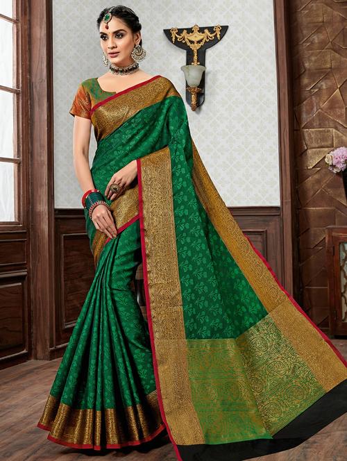 floral banarasi saree - 16330779 - Very Small Image - 1