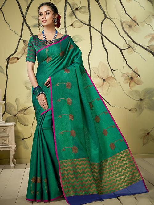 self-design banarasi saree - 16330789 - Very Small Image - 1