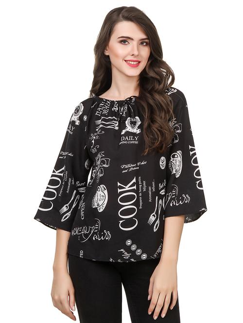 off shoulder quirky print top - 16330865 - Very Small Image - 1