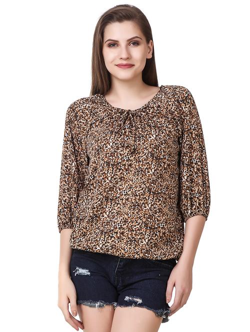 tie knot detail animal print top - 16330870 - Very Small Image - 1