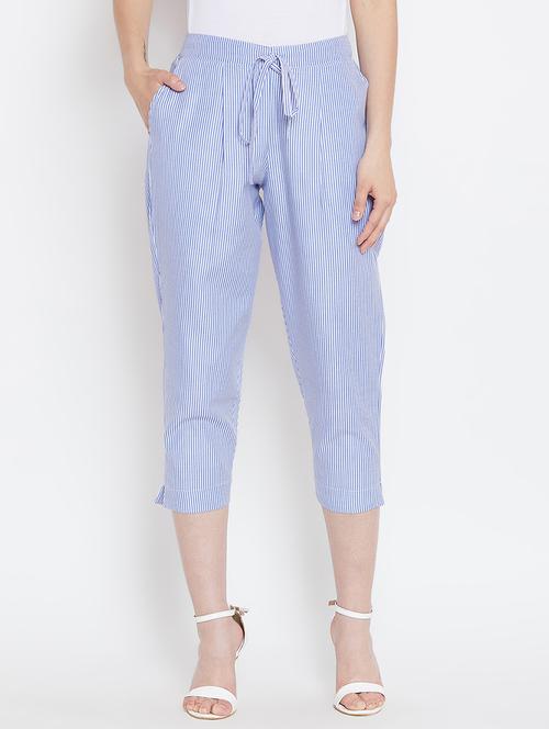 high rise striped pegged trousers - 16331102 - Very Small Image - 1