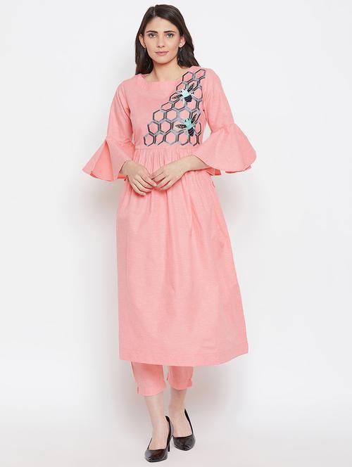 embroidered pastel kurta pant set - 16331191 - Very Small Image - 1