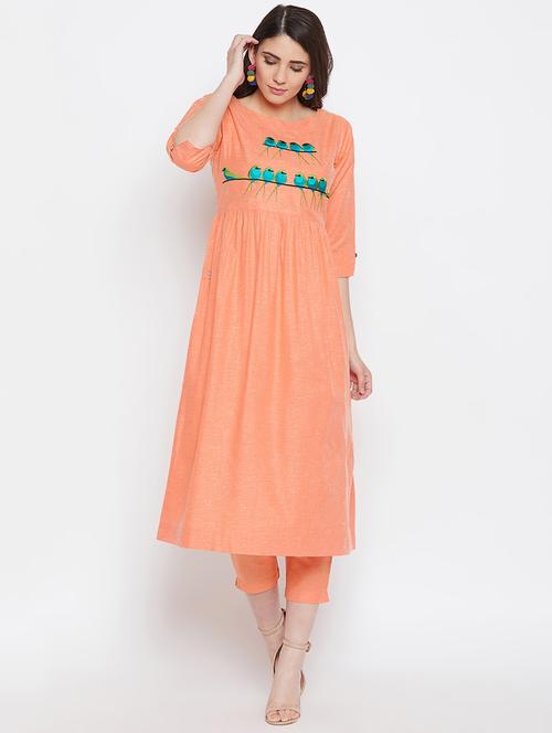 embroidered pastel kurta pant set - 16331195 - Very Small Image - 1