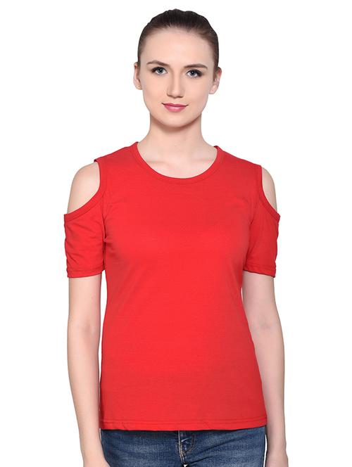 cold shoulder solid top - 16331294 - Very Small Image - 1