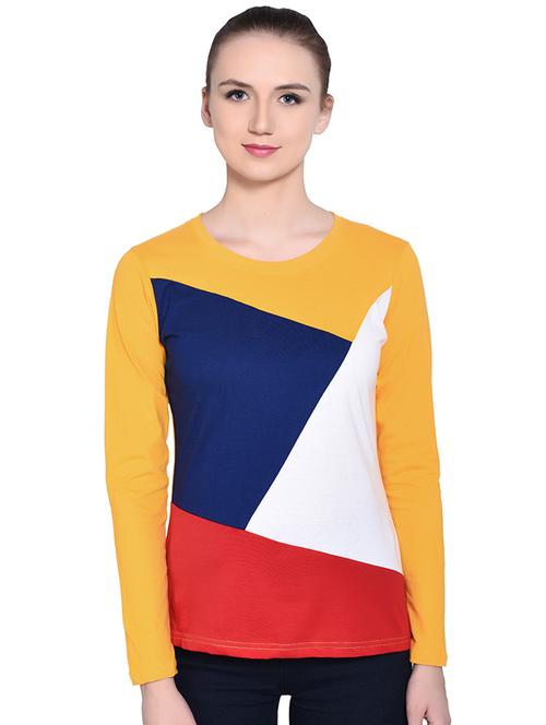 color block long sleeved top - 16331311 - Very Small Image - 1