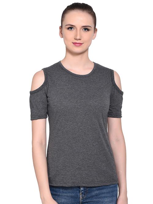 cold shoulder solid top - 16331404 - Very Small Image - 1