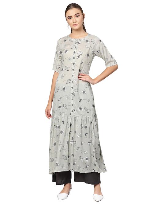 floral printed tiered kurta - 16331527 - Very Small Image - 1