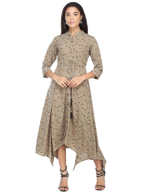 geometrical printed asymmetric ethnic dress - 16332385 - Very Small Image - 1