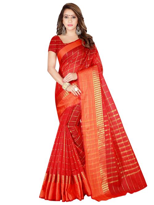 checkered kota doria saree with blouse - 16332539 - Very Small Image - 1
