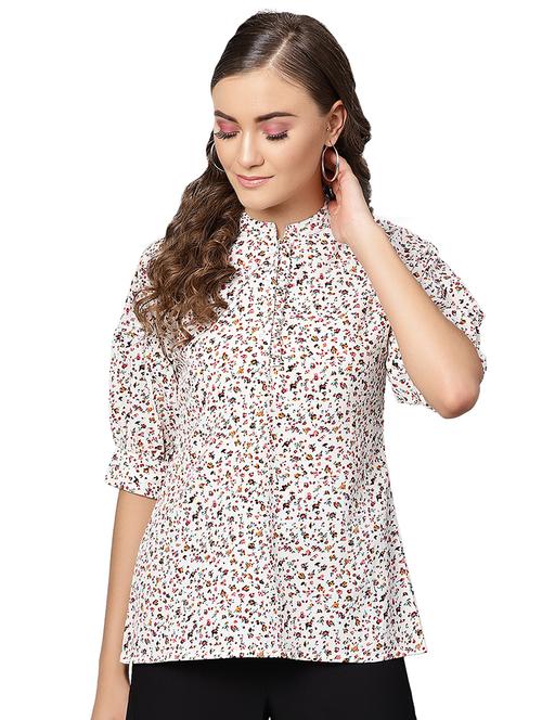 button detail frill trim top - 16332736 - Very Small Image - 1