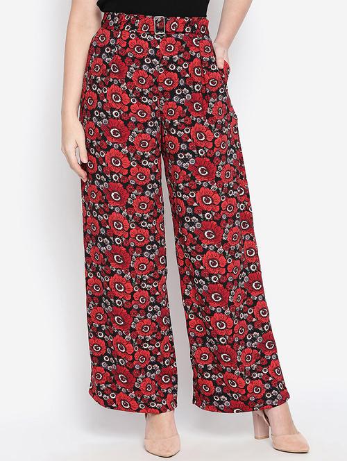 floral belted wide leg trouser - 16332793 - Very Small Image - 1
